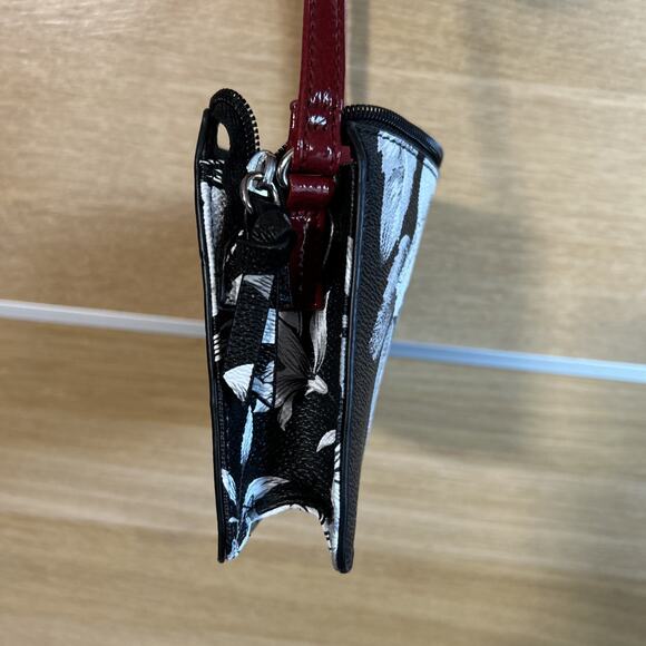 Nine West Black/White Floral Red Cross Body Strap Small Zippered Clutch Bag EUC - Picture 7 of 10